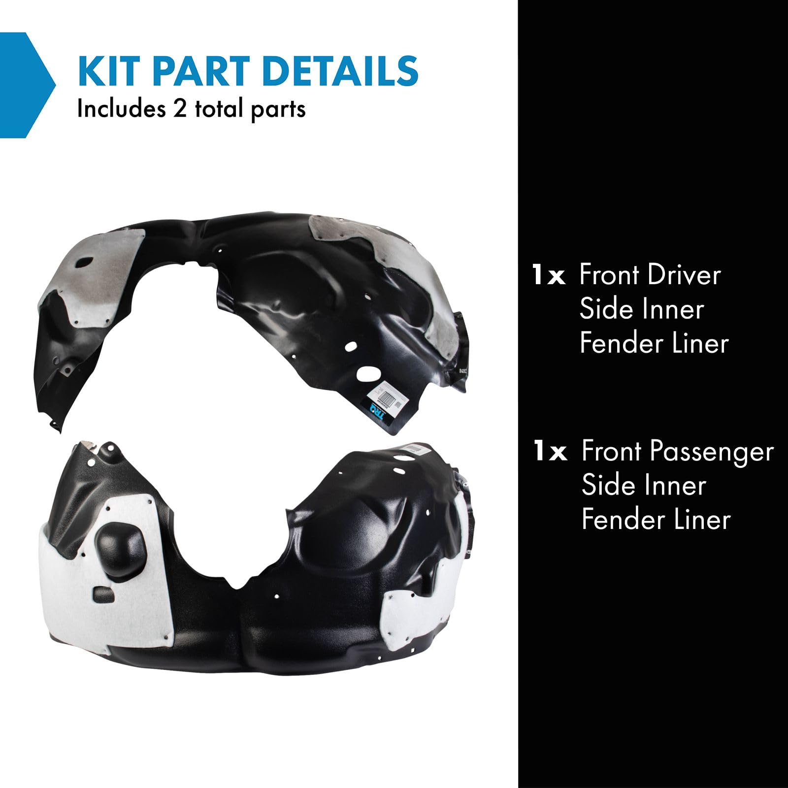 Trq Front Inner Fender Liner Set Compatible With 2015-2018 Ford Edge Fo1248175 Fo1249175