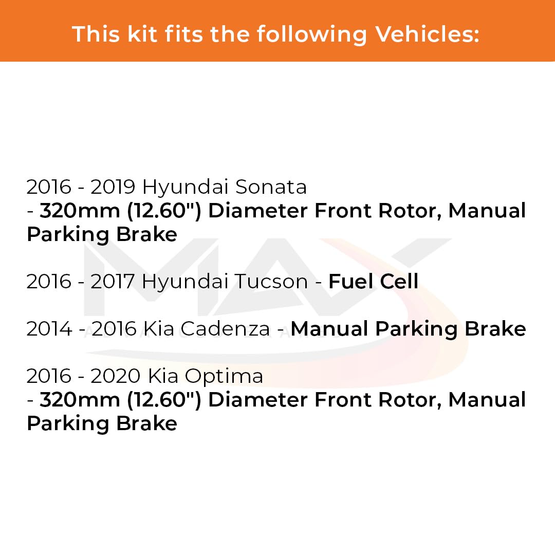 Max Advanced Brakes Front & Rear Brake Kit Compatible With 2016-2019 Hyundai Sonata Compatible With Kia Cadenza Optima Replaceme
