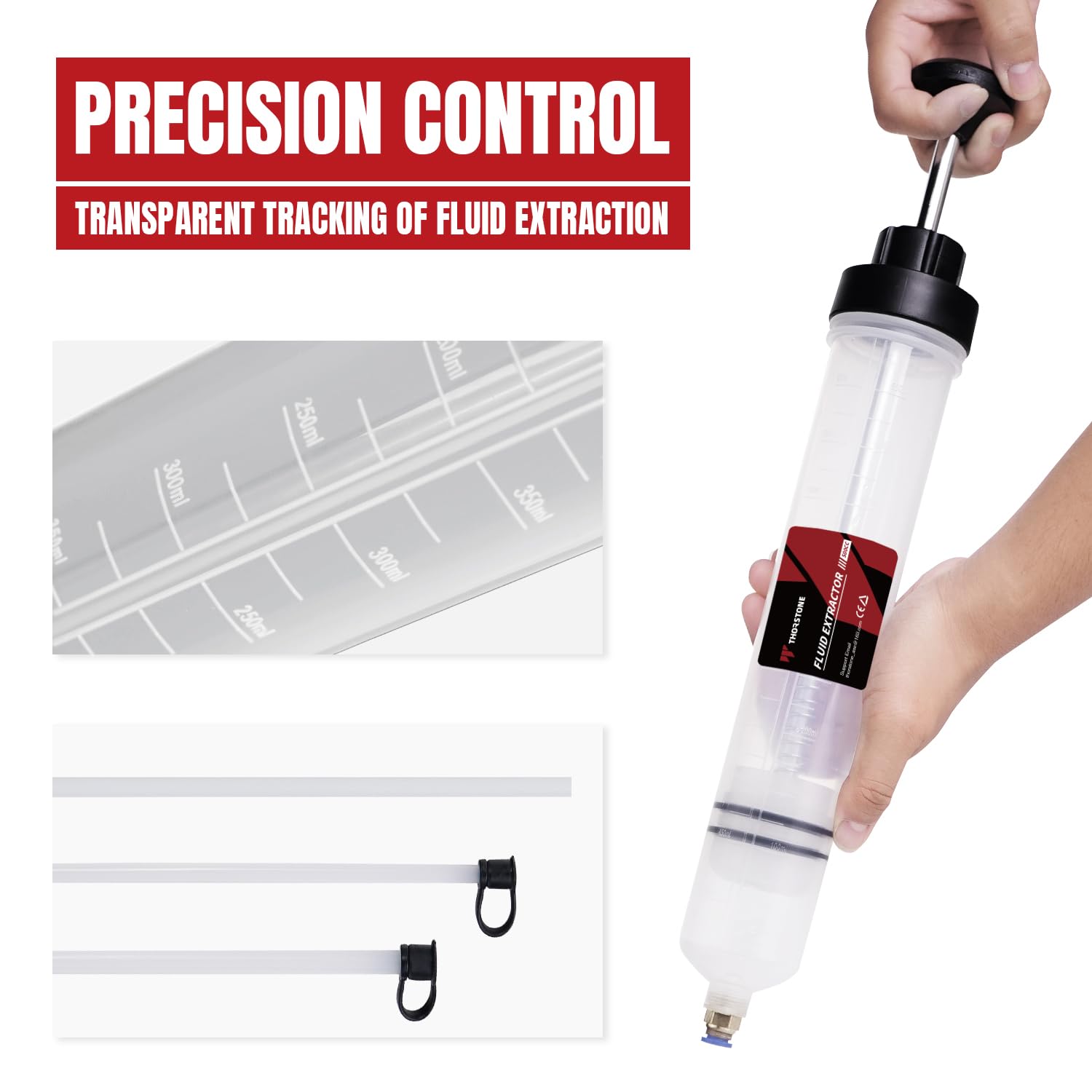 Thorstone Automotive Fluid Extractor Pump With Long Rubber Hose, Oil Change Syringe, Manual Fuel Suction & Filler, Fluid Oil Cha