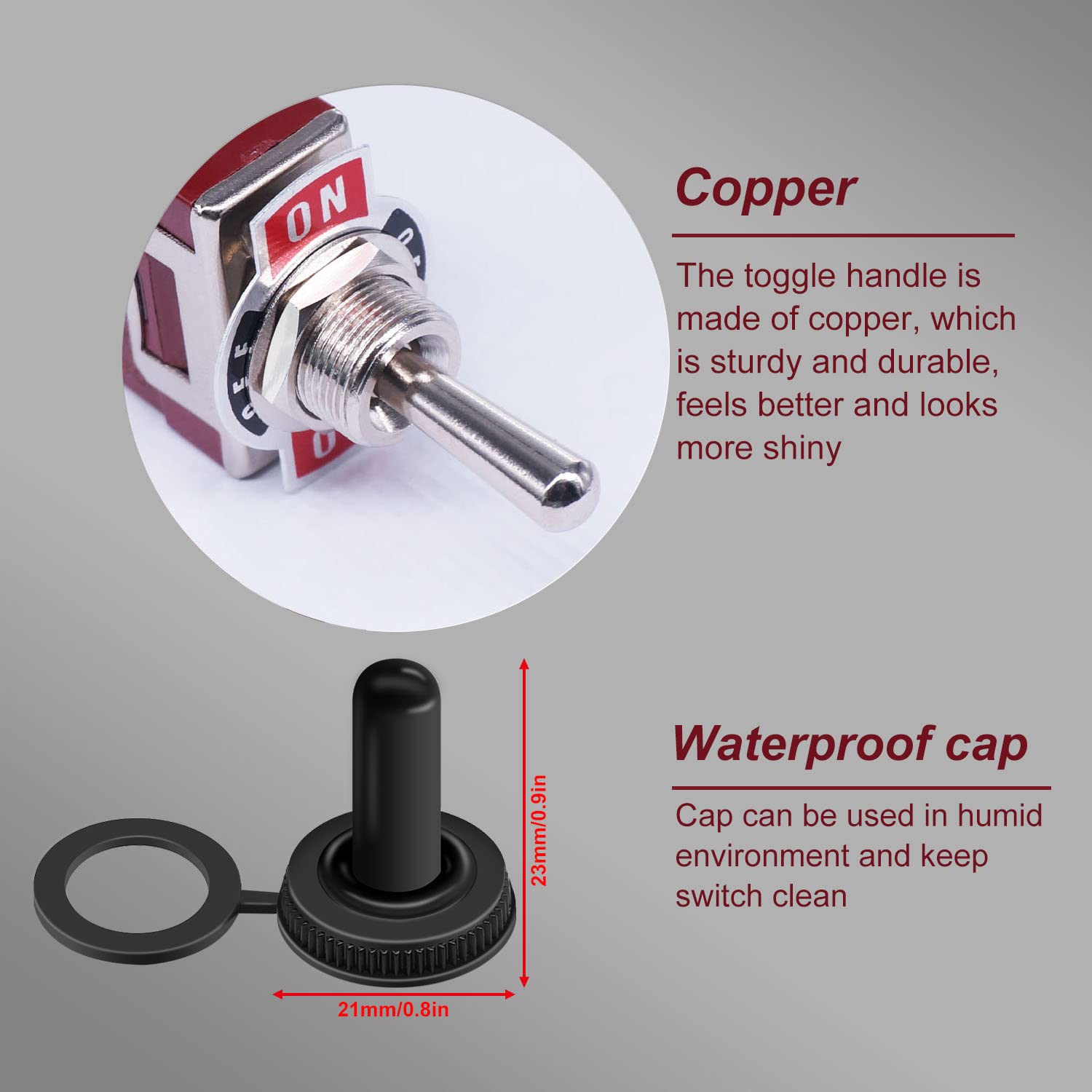 Weideer 2Pcs Toggle Switch 12V 30A On/Off/On 3 Pin 3 Position Spdt Waterproof Switch With Waterproof Cap Terminals For Auto Car