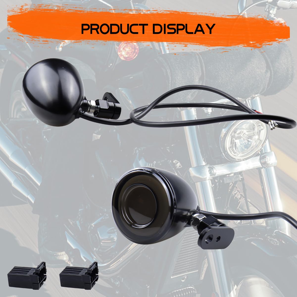 MotoParAcc Switchback Front Bullet LED Turn Signals with Relocation Kit, Motorcycle Running Lights Compatible with Harley Sports