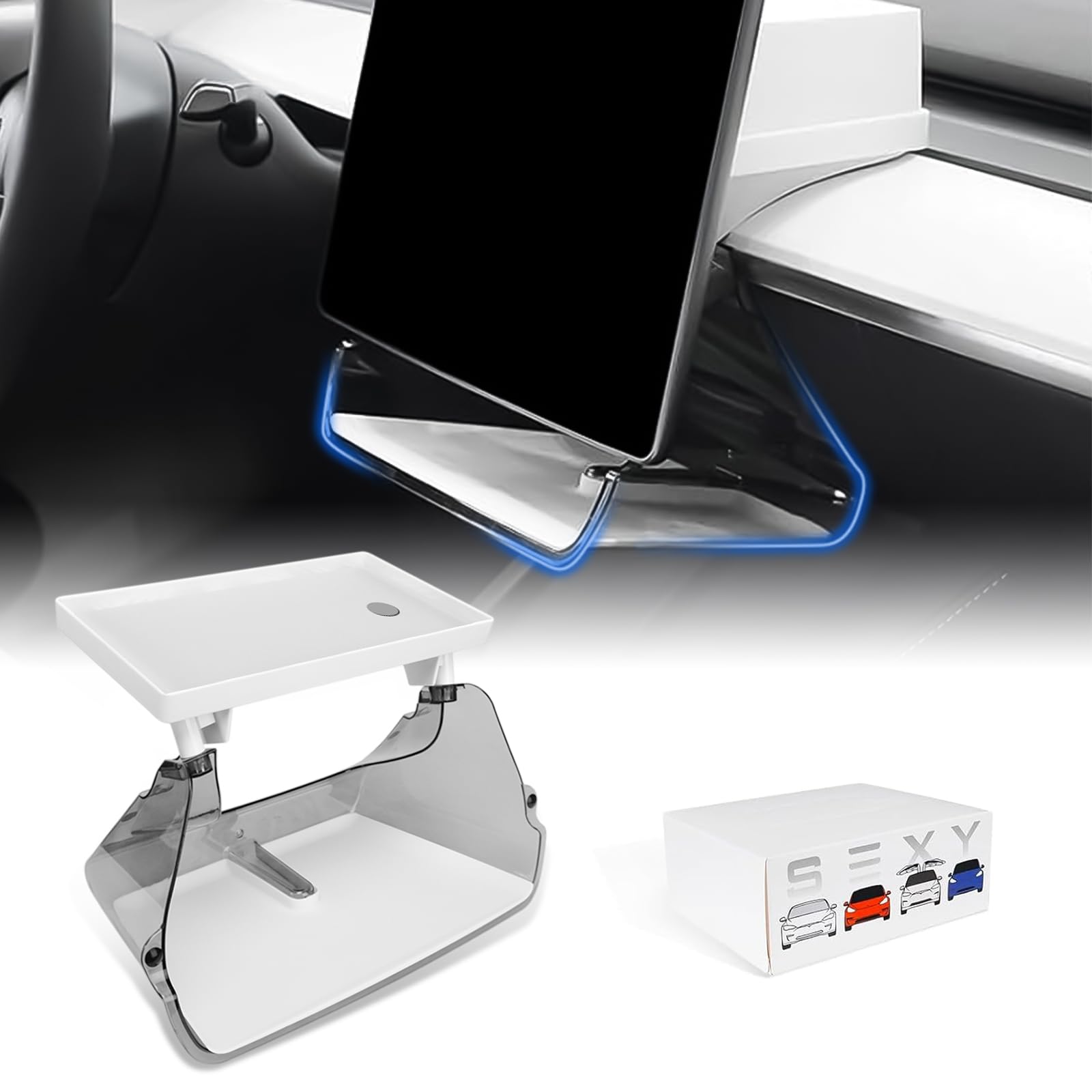 Klutchtech Model 3/Y Under Screen Storage Organizer Magnetic Center Console Organizer - Compatible With Tesla Model 3 2023-2017 Model Y Accessories 2025-2020|White [Not Fit 2024 Model 3 Highland]