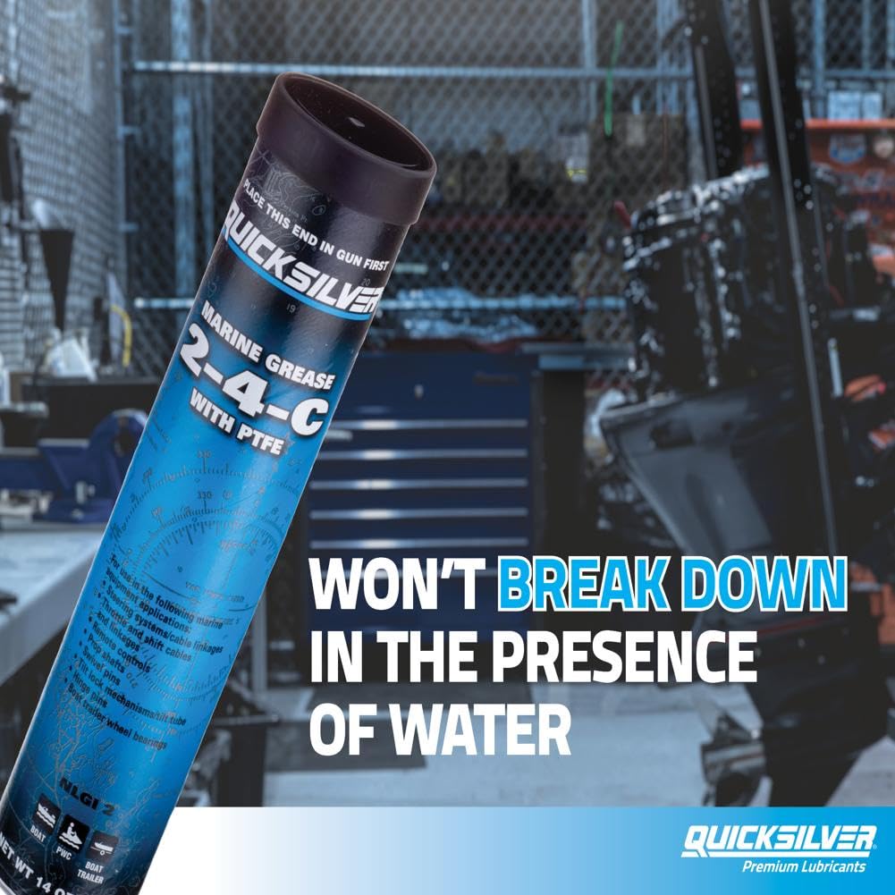 Quicksilver 802861Q1 2-4-C Marine Grease/Lubricant With Ptfe - 3 Oz. Cartridge