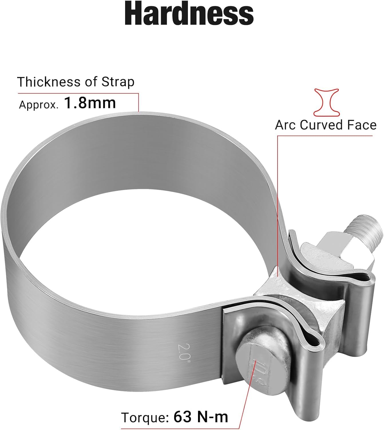 Evil Energy 2 Inch Exhaust Clamp,Narrow Band Muffler Clamp Stainless Steel For Pipes,Mufflers,Catalytic Converters 4Pcs