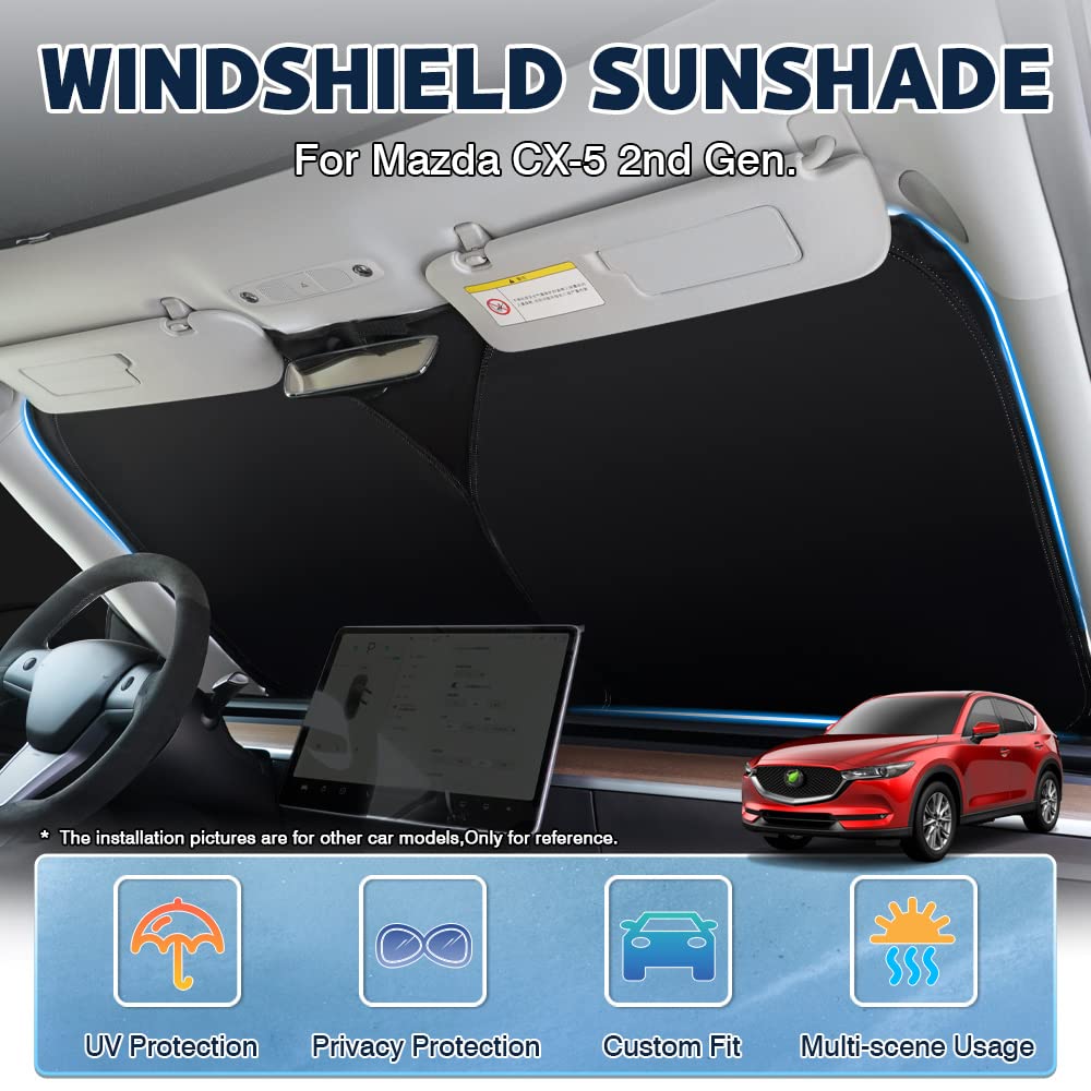 Karltys Compatible With Sunshade Mazda Cx-5 2017-2023 Cx5 Accessories Windshield Sun Shade Upf50+ Foldable Front Window Shield C