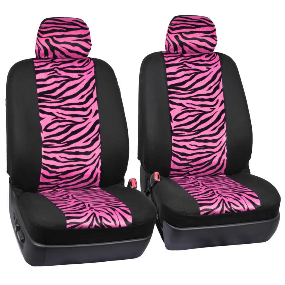 Carxs Zebra Print Car Seat Covers Full Set, Includes Matching Seat Belt Pads And Steering Wheel Cover, Two-Tone Animal Print Hot