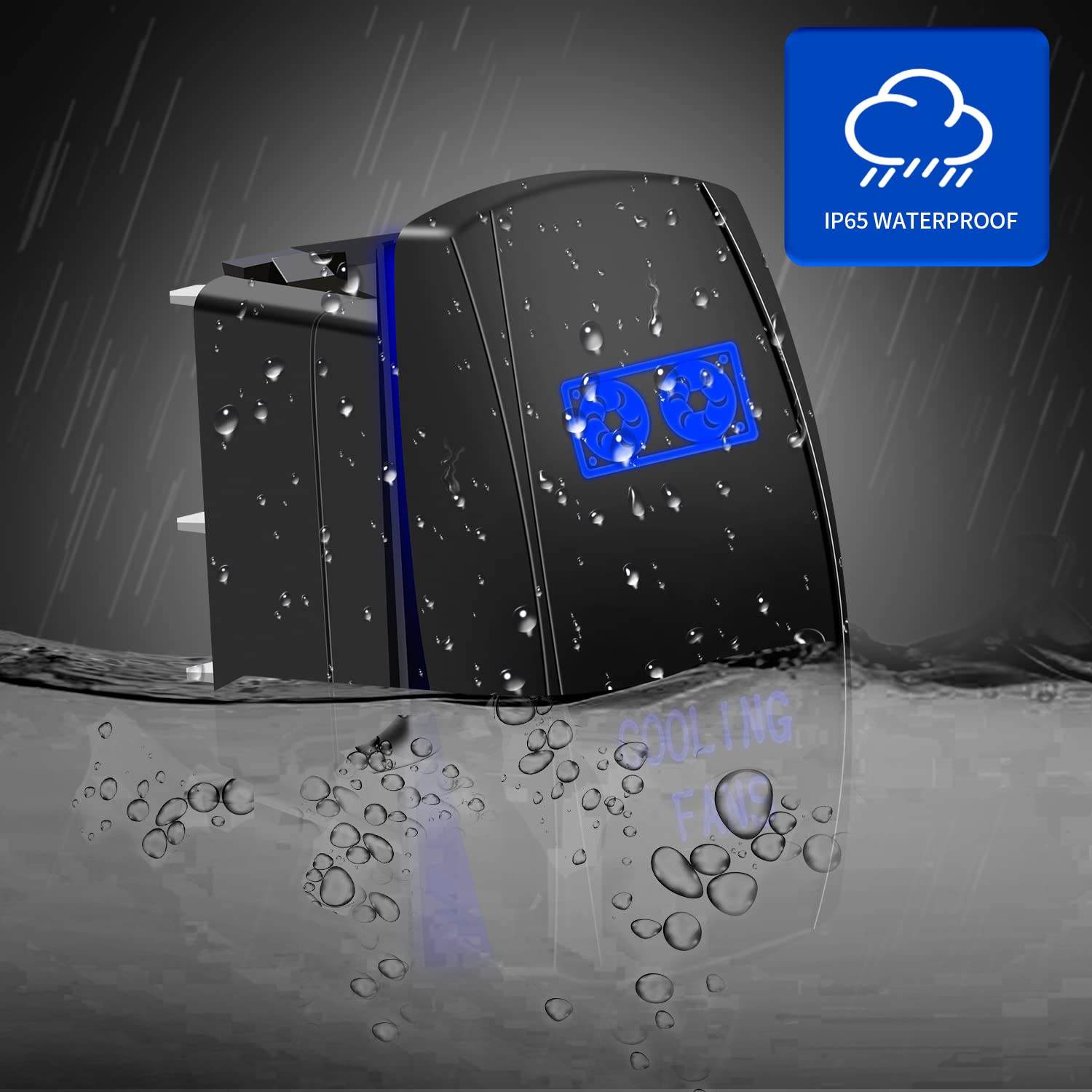 Cooling Fans Rocker Switch 5Pin Laser On/Off Blue Led Light 20A/12V 10A/24V Toggle Switch With Jumper Wires Set For Automotive B