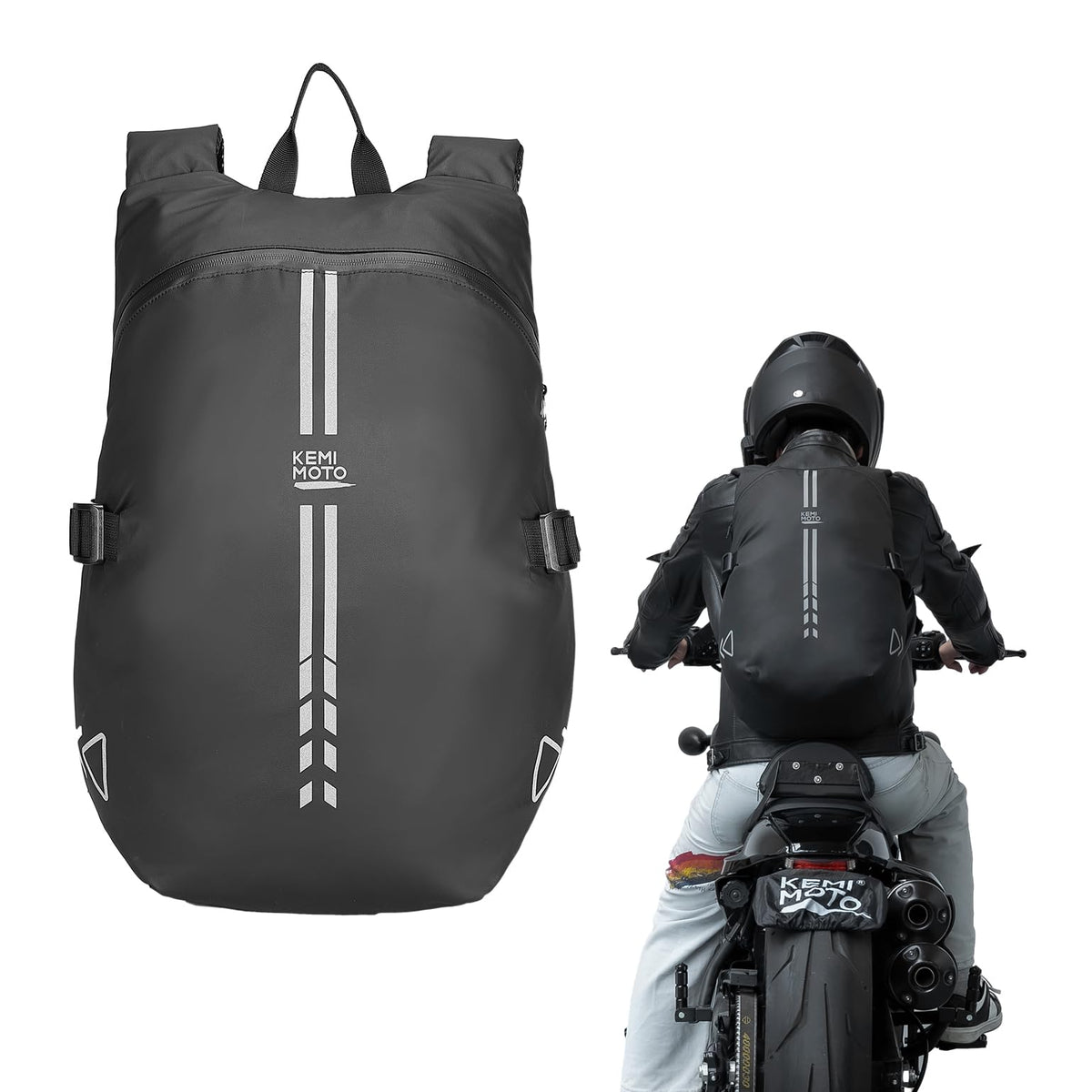 Kemimoto Motorcycle Backpack, 40L Motorcycle Backpacks For Men, Waterproof Helmet Bag For Travel, Daily Trips, Office Trips