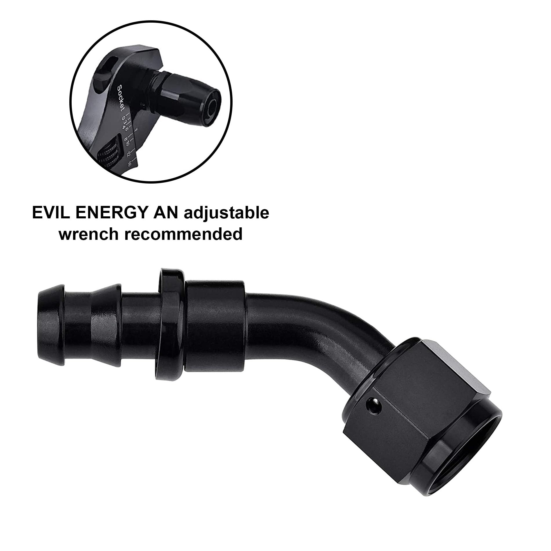 Evil Energy 8An 45 Degree Push Lock Hose Fitting End Black 2Pcs