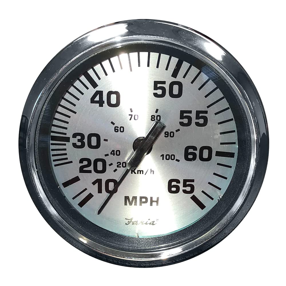 Faria Beede Instruments 36010 Spun Speedometer Gauge 4 - Silver, 65 Mph