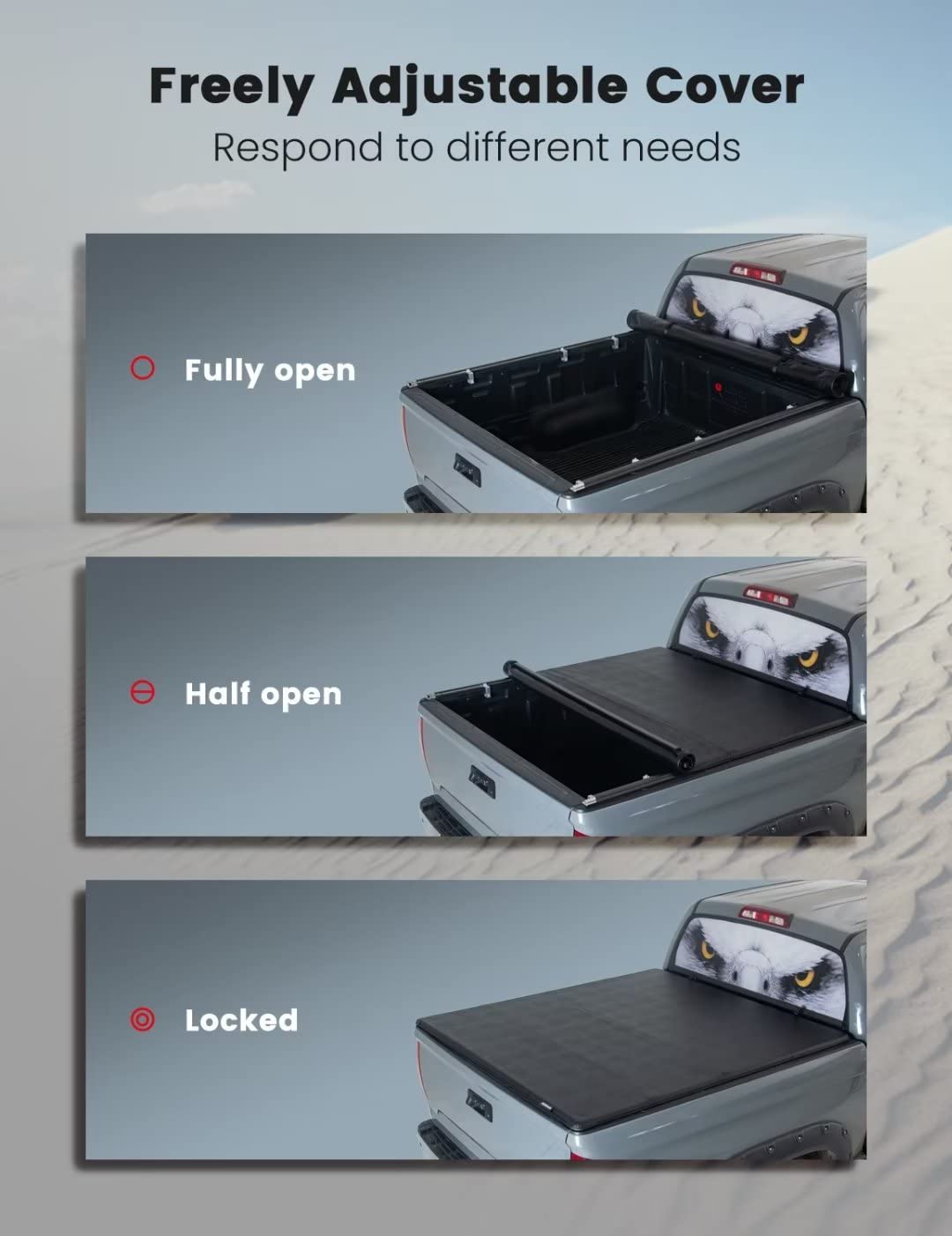 Logan Tonneau Cover Soft Roll Up For 2017-2024 Honda Ridgeline,Truck Bed Covers Compatible With 2017-2024 Toyota Tacoma 5Ft