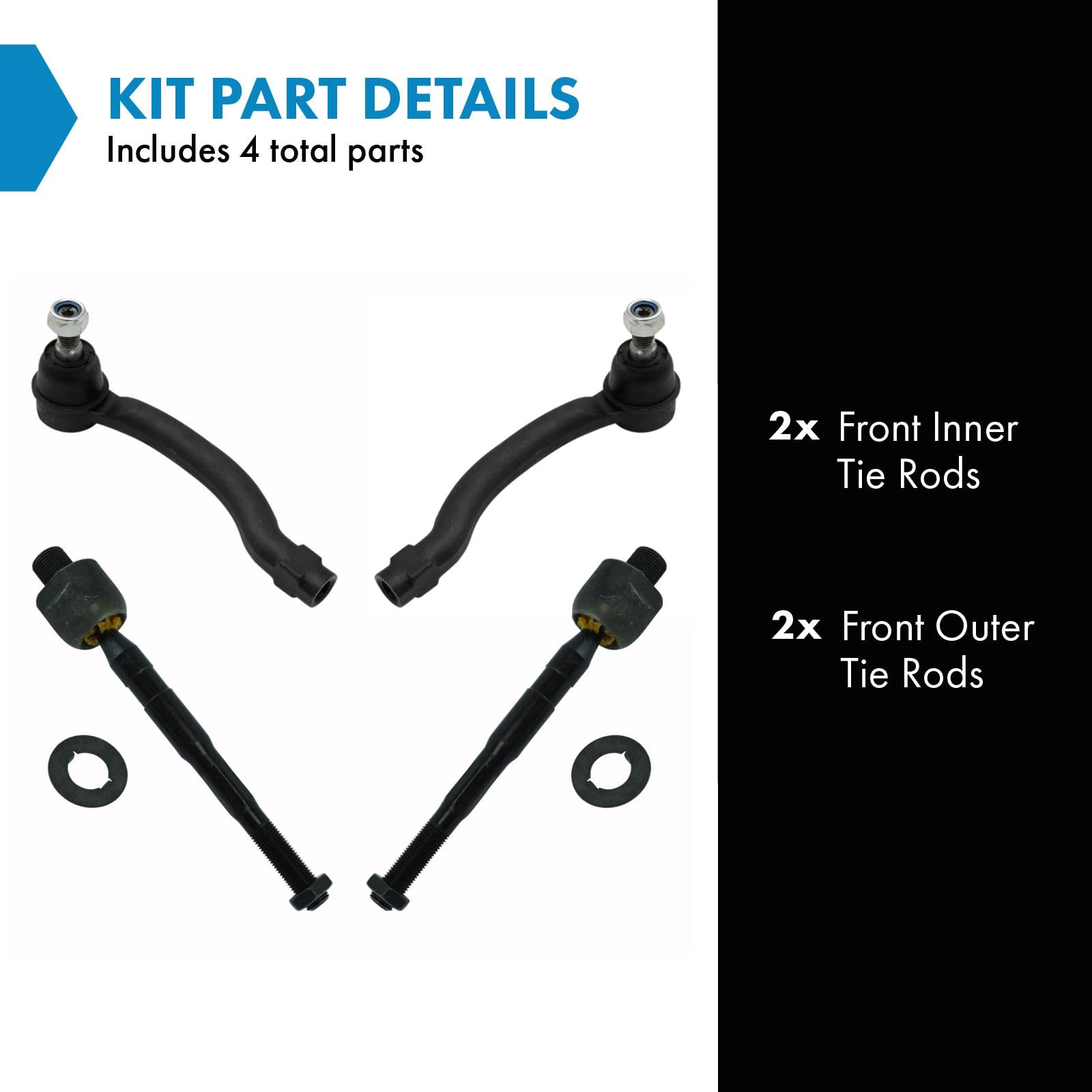 Trq Front Tie Rod Set Compatible With 2009-2015 Honda Pilot