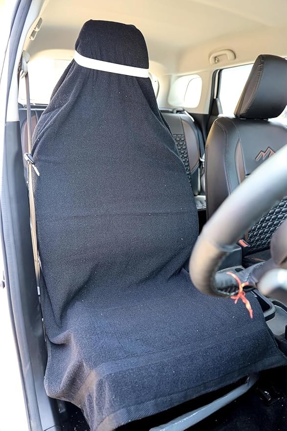 Monbest A NEW 100% Car Towel Seat Cover Accessories Front & Rear 100% Pure Cotton Fabric (Pack of 1) (Black)