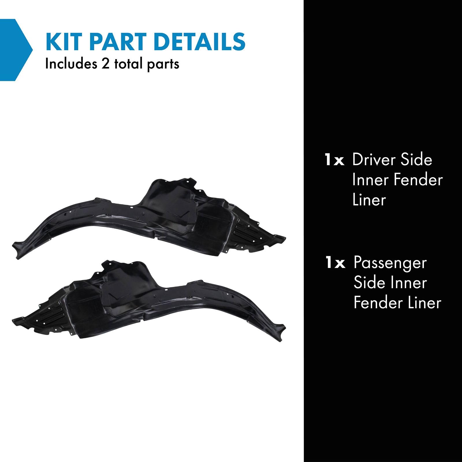 Trq Inner Fender Liner Set Compatible With 2005-2009 Subaru Legacy Su1250103 Su1251103
