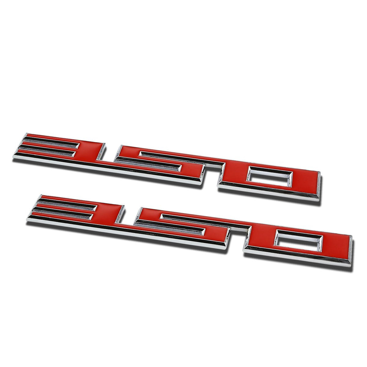 2 X Metal Emblem Decal Logo Trim Badge 350 (Red & Silver)