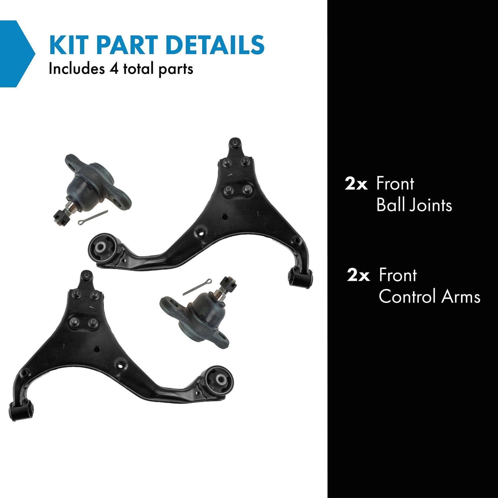 TRQ Front Lower Control Arm with Ball Joint Set Compatible with 2005-2009 Hyundai Tucson 2005-2010 Kia Sportage