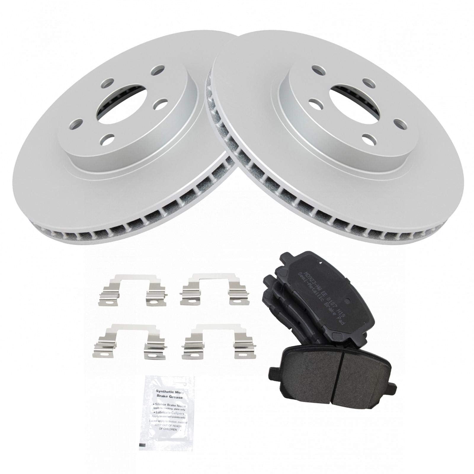 Trq Front Brake Pad & Rotor Kit Brake Pads Brake Rotor Semi-Metallic Premium G-Coated Compatible With 2003-2008 Pontiac Vibe Toy