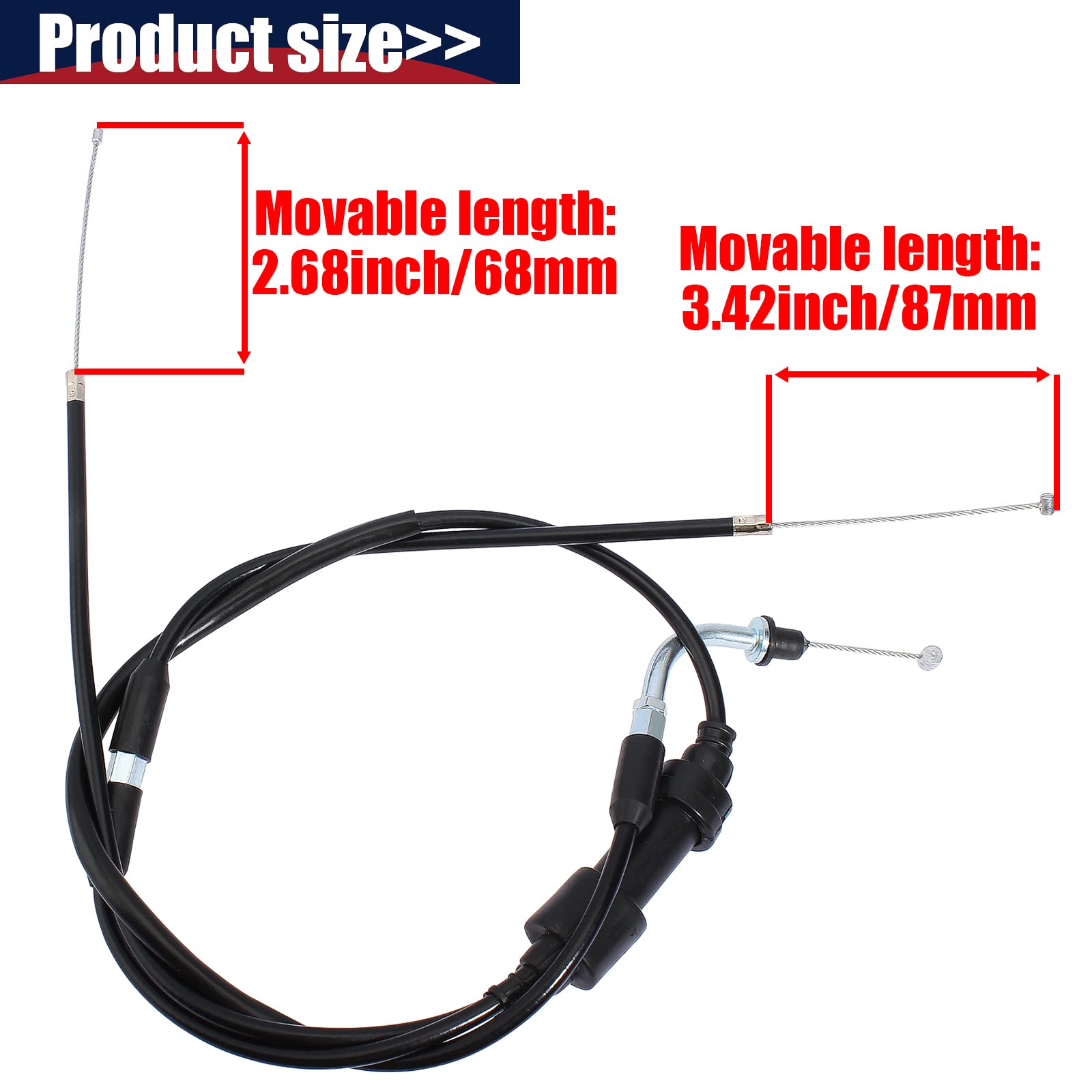 Qazaky Throttle Cable Compatible With Yamaha Y-Zinger Pw 50 Pw50 Dirt Bike Assy 1981-1987 1988 1989 1990 1991 1992 1993 1994 1995 1996 1997 1998 1999 2000 2001 2002 2003 2004 2005 2006 2007 2008 2009