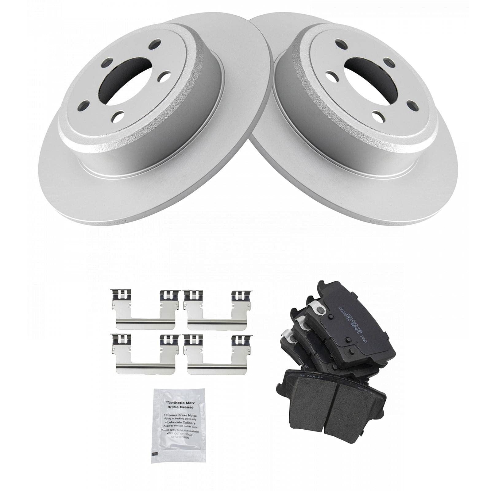 Trq Rear Brake Pad & Rotor Kit Brake Pads Brake Rotor Ceramic Solid Premium G-Coated Compatible With 2005-2021 Chrysler 300 2009