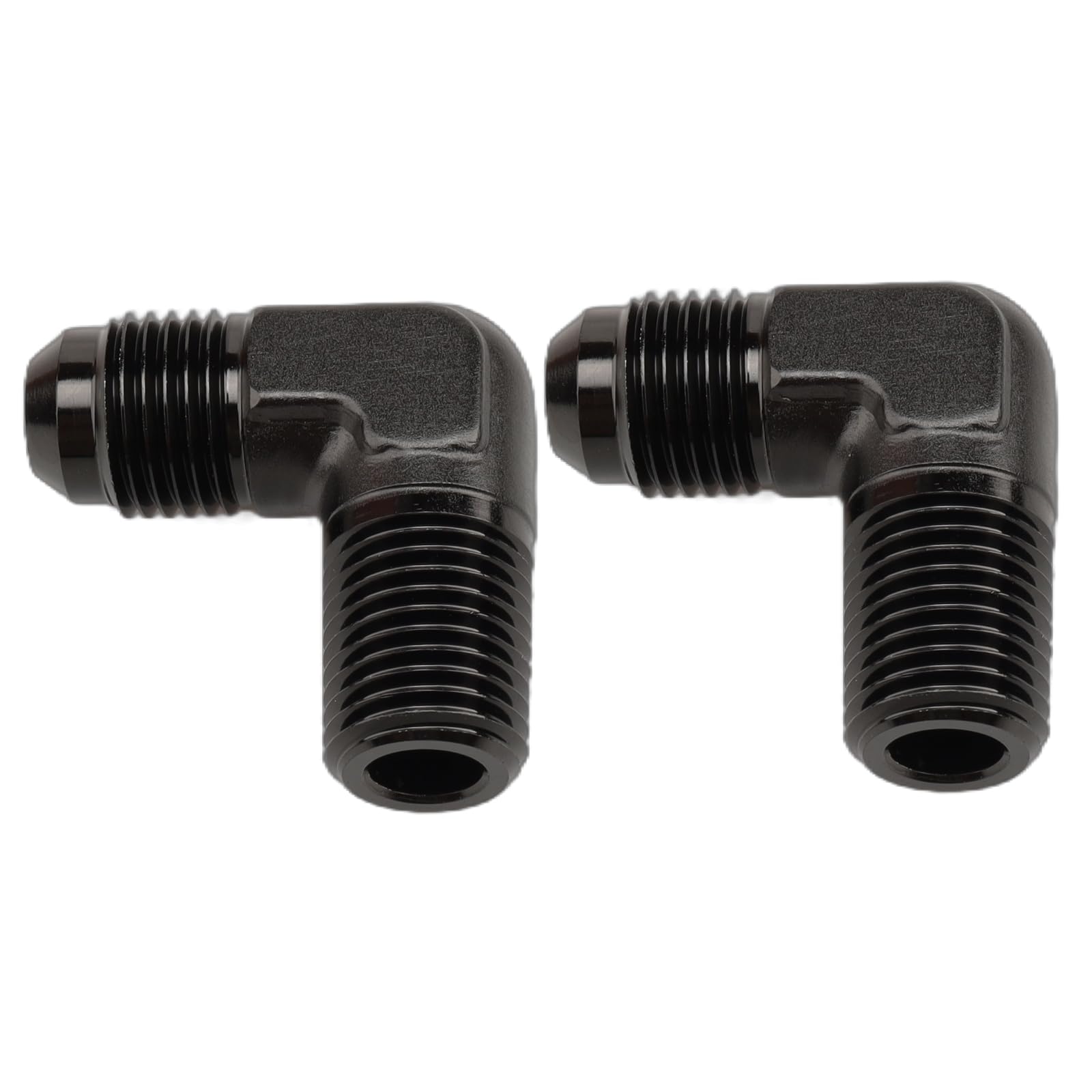 Ac Performance 90 Degree Elbow -6 An Male To 3/8'' Npt Male Fitting Adapter Connector Aluminum Black, Pack Of 2
