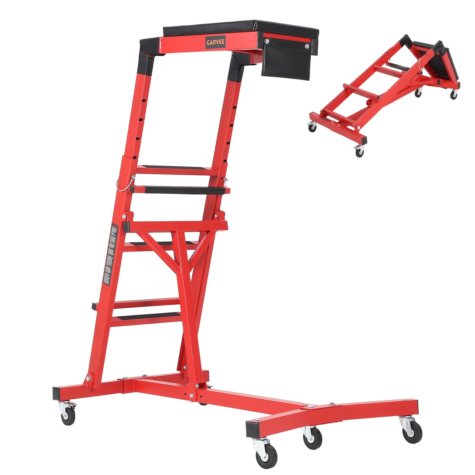 Garvee Automotive Engine Creeper-400LBS Foldable Mechanic Top Side Creeper for Car and Trucks,Adjustable Height 49-76in, Padded 