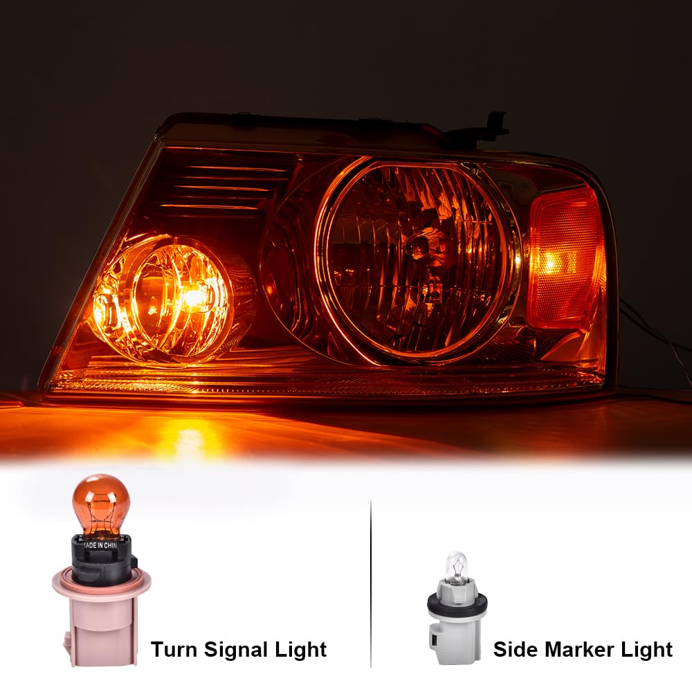 Cheda Front Headlights Assembly Headlamp, Compatible With 2004-2008 Ford F150/2006-2008 Lincoln Mark Lt Bumper Headlamp(Clear Le