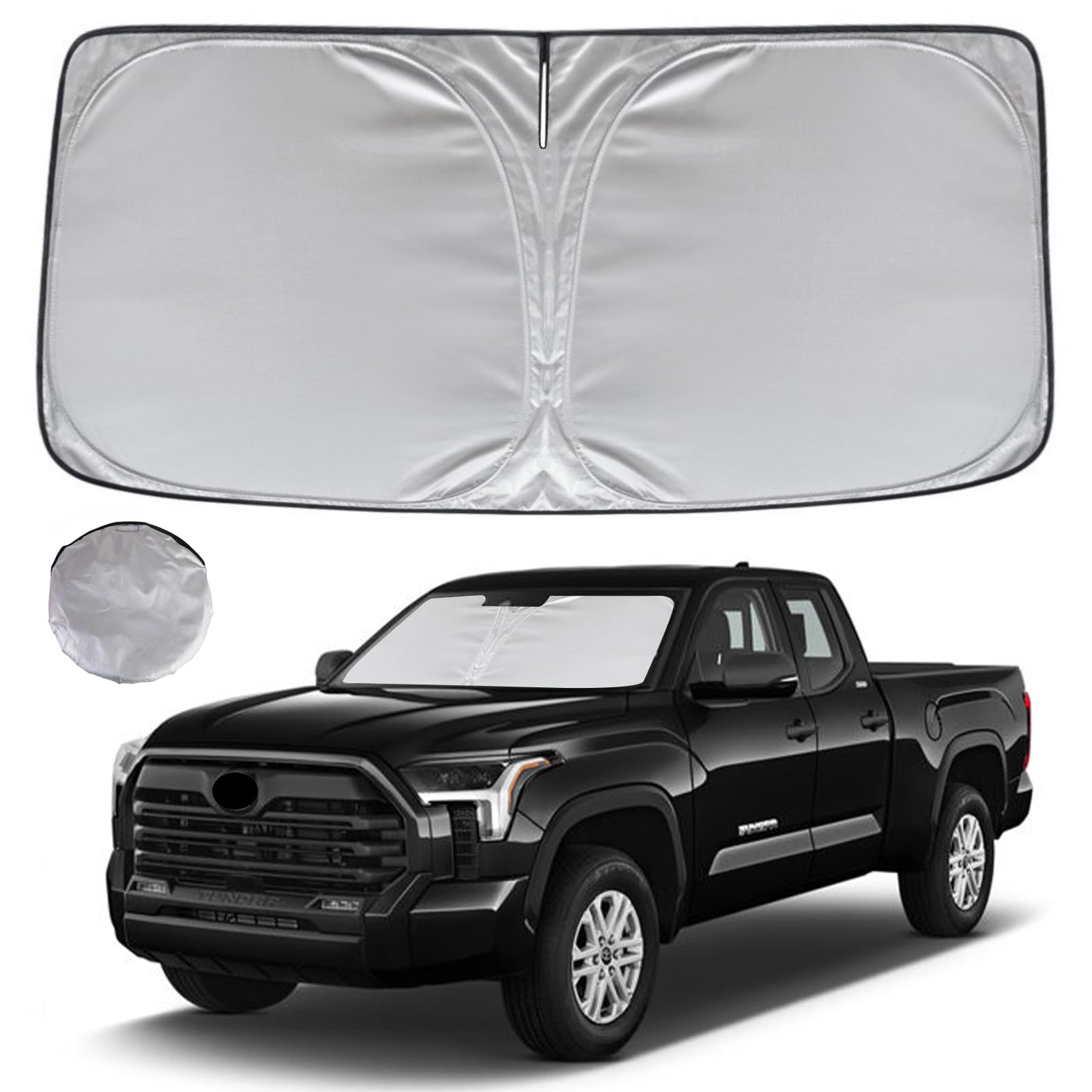 Kayzt Windshield Sun Shade For 2022-2025 Toyota Tundra (Limited, Sr5, Platinum, Trd Pro) Foldable Sunshade Front Window Custom F