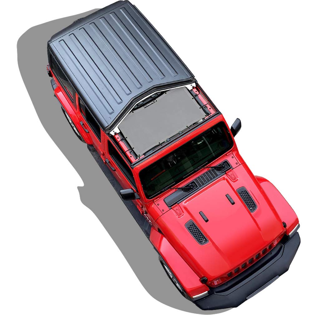 Shadeidea Sun Shade Top For Jeep Wrangler Jl (2018-2023) Unlimited 2 Door And 4 Door Front-Gray Mesh Screen Sunshade Jlu Sahara