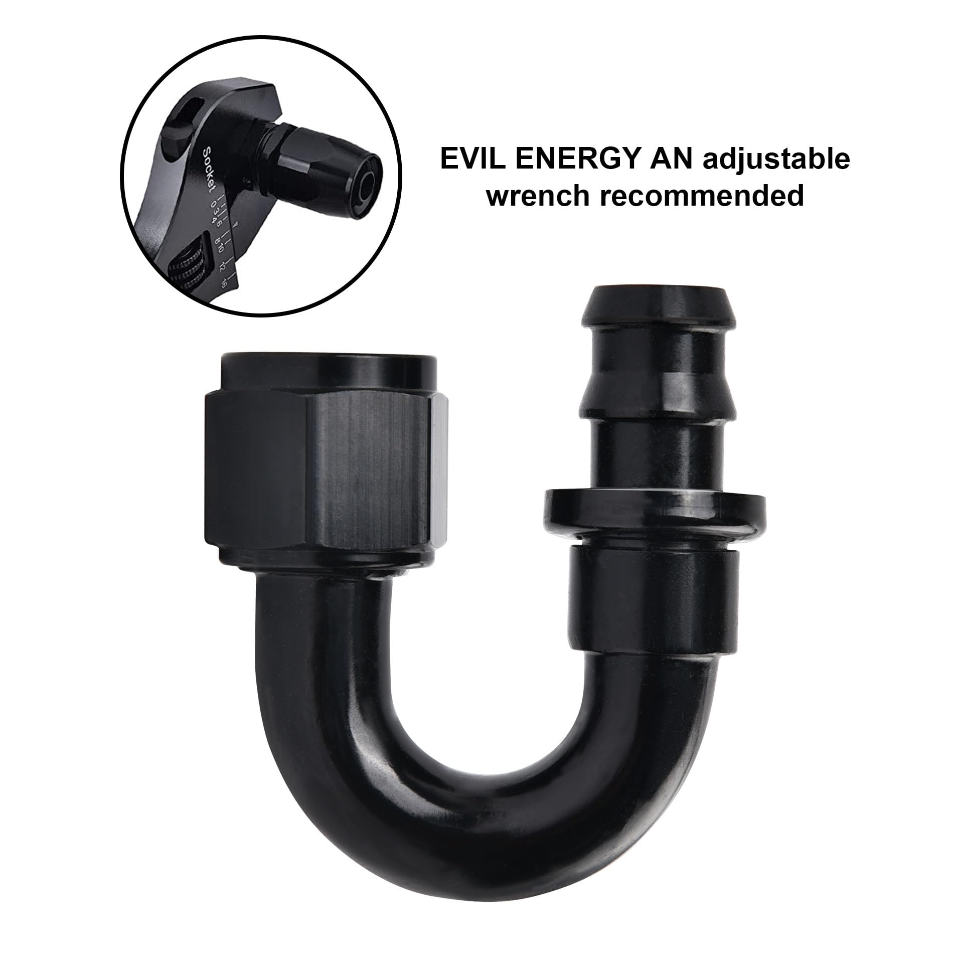 Evil Energy 6An 180 Degree Push Lock Hose Fitting End Black