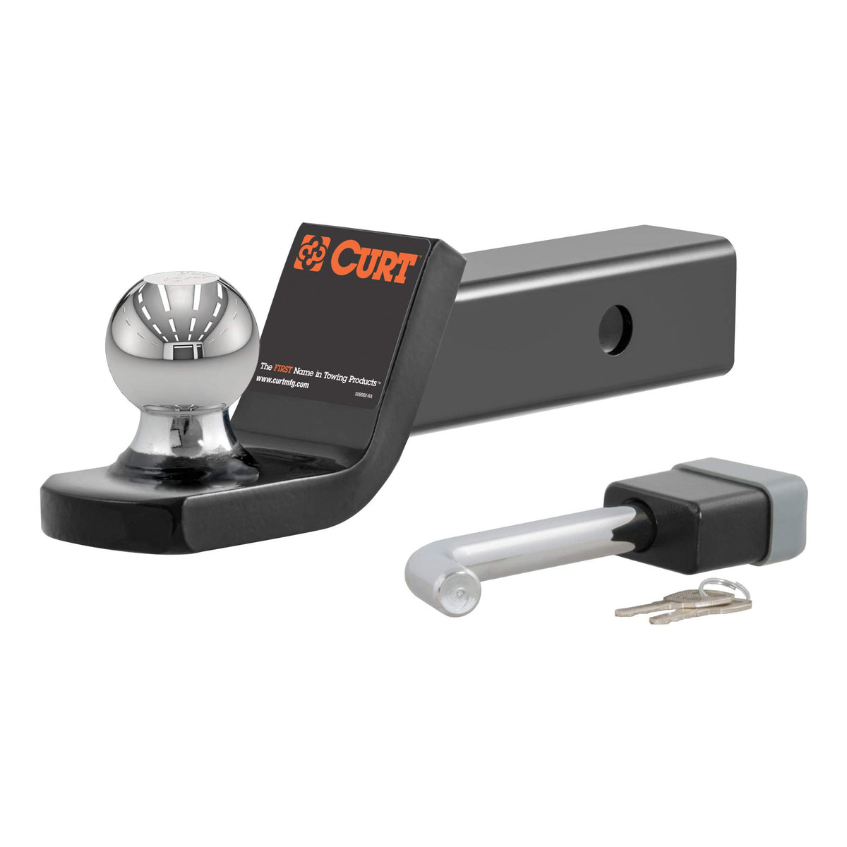 Curt 45141 Trailer Hitch Mount, 2-Inch Ball, Lock, Fits 2-In Receiver, 7,500 Lbs, 2'' Drop , Black