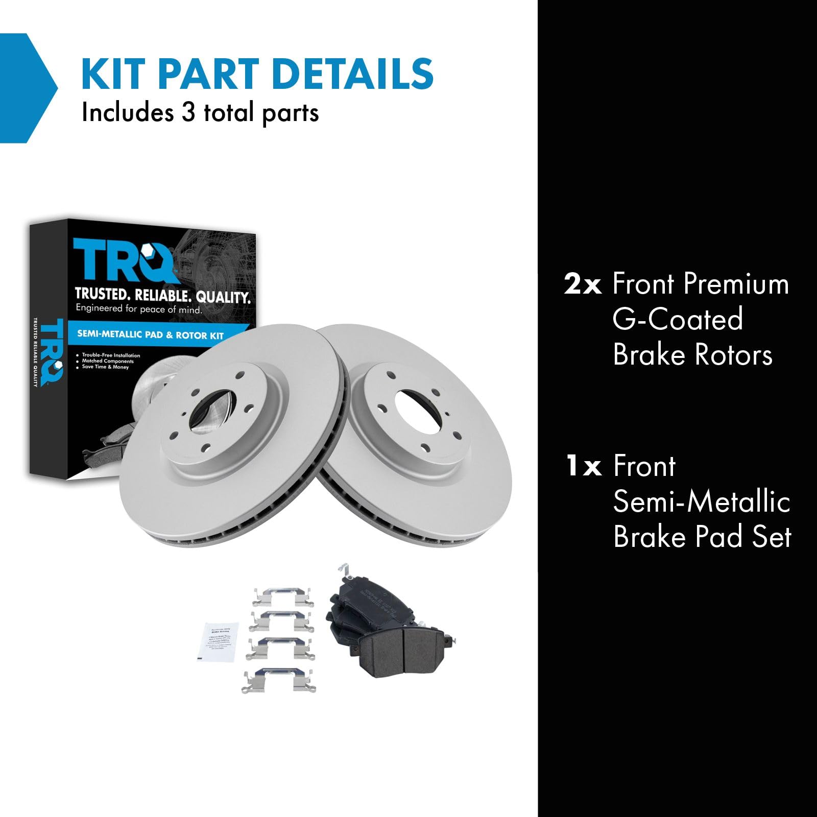 Trq Front Brake Pad & Rotor Kit Brake Pads Brake Rotor Semi-Metallic Vented Premium G-Coated Compatible With 2003-2005 Infiniti