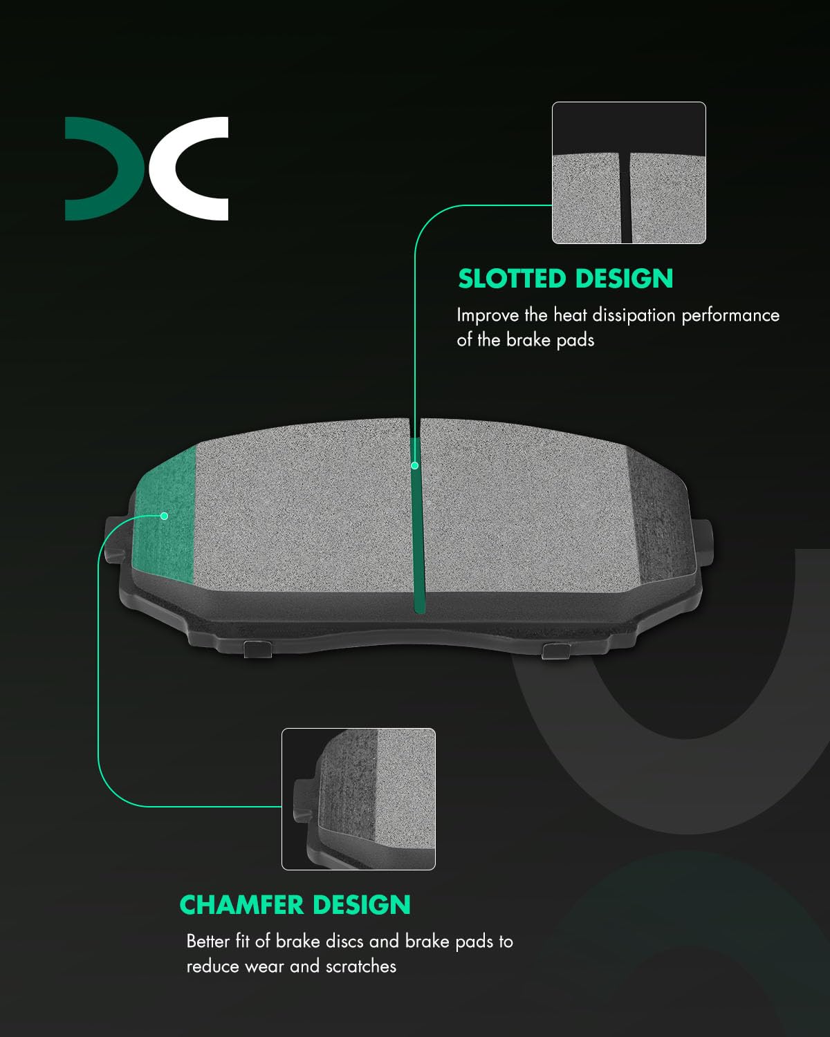 Scitoo D1258 Ceramic Brake Pads Sets - Front Replacement For Ford Edge 2007-2015, Lincoln Mkx 2007-2015, Mazda Cx-5 2019-2021, C