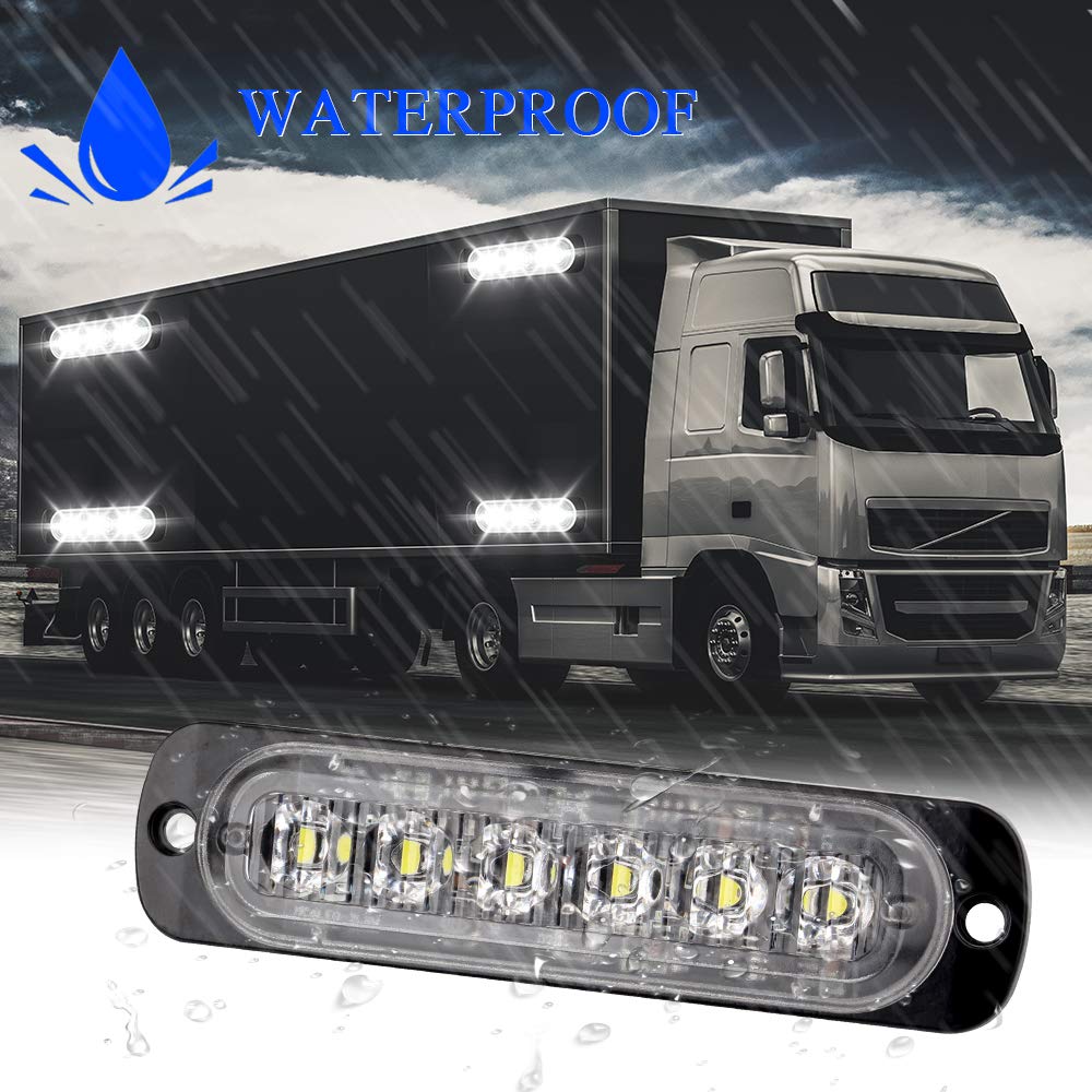 Sidaqi 4Pcs 12W 6-Led Surface Mount Emergency Beacon Hazard Warning Lights For Truck Car Vehicle Led Mini Grille Light Head Stro