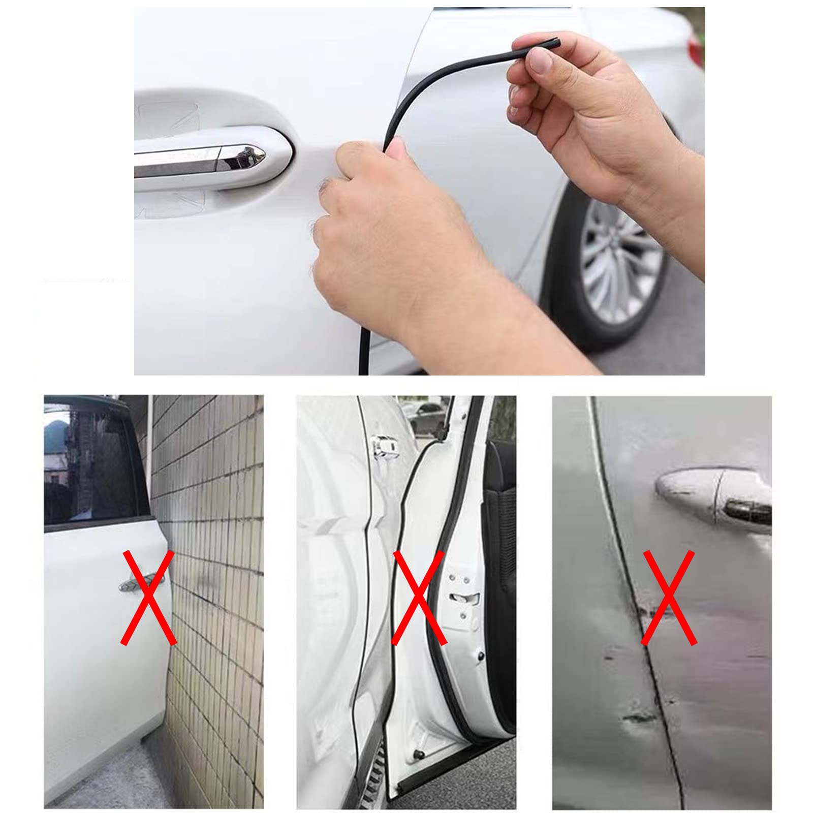 Socein Rubber Edge Guard U Channel Trim Self Adhesive Metal Edge Protection Guard for Car Doors, Hatches, Lockers, Panels (20Ft,