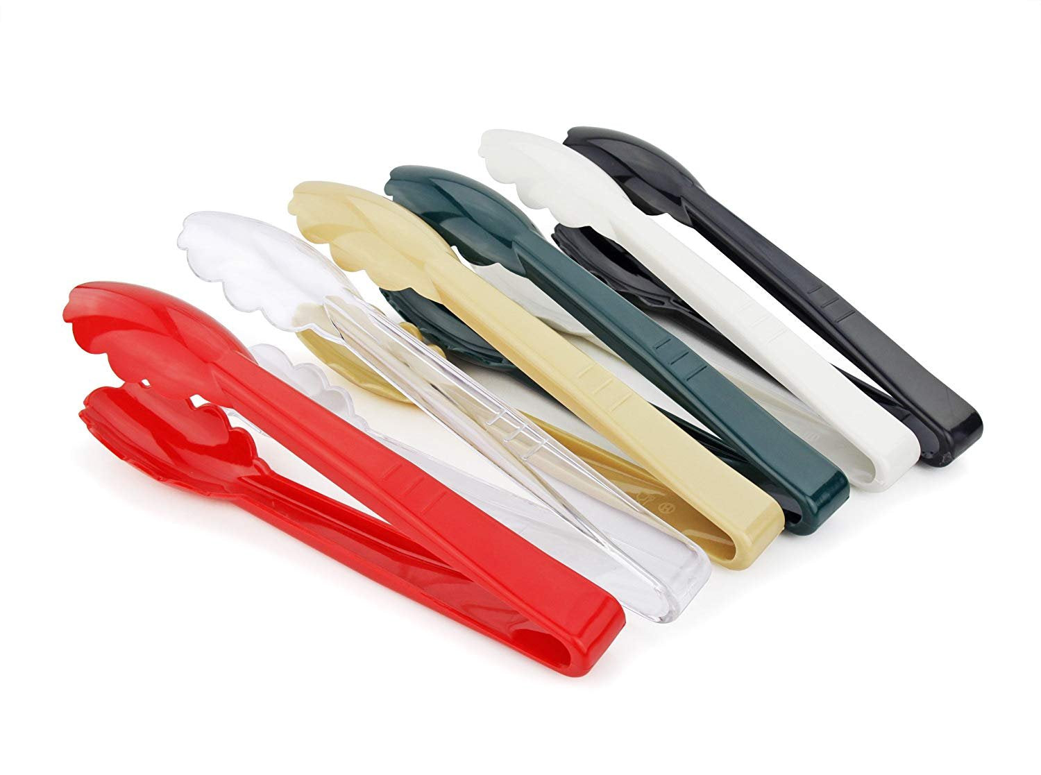 New Star Foodservice 35629 Utility Tong, High Heat Plastic, Scalloped, 9 Inch, Set Of 12, Beige