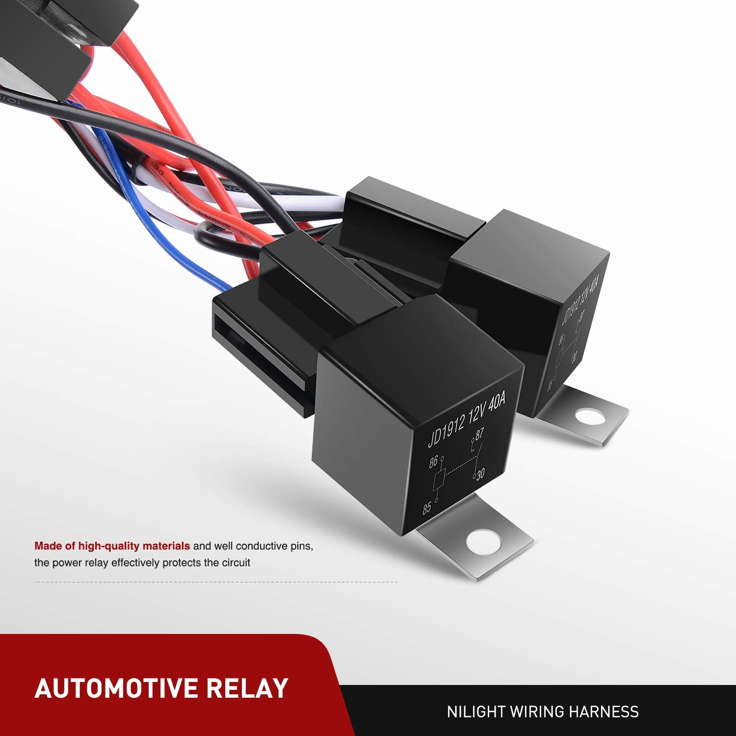 Nilight 10031W Amber White Dual Color Light Bar Wiring Harness Kit 16Awg With 12V Relay 15A Inline Blade Fuse Push Button Switch