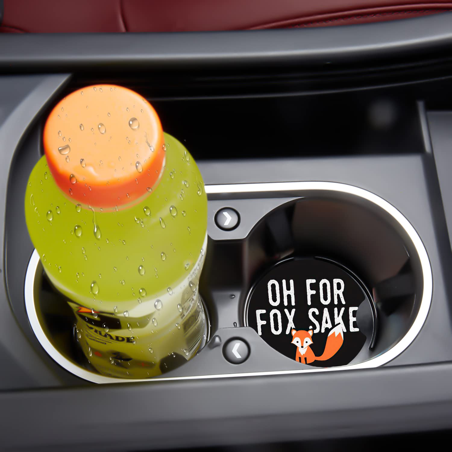 Jupswan Car Cupholder Coaster Absorbent 2 Pack Cute Funny Cartoon Oh For Fox Sake Rubber New Automotive Cup Holder Decal Decor A