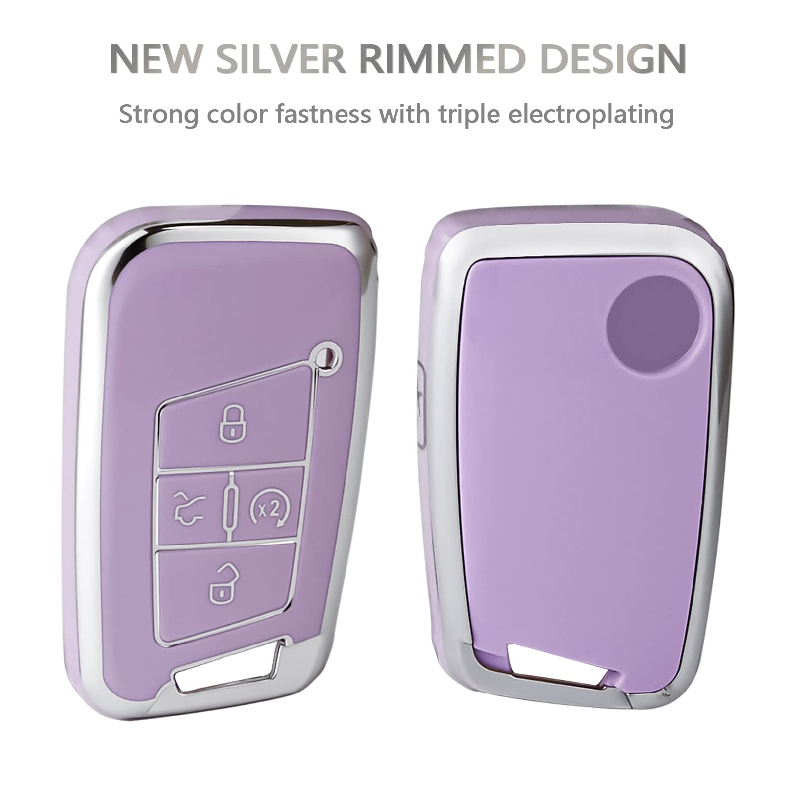 OFFCURVE Key Fob Cover for Volkswagen Special Key Fob Case Cover Holder for 2018-2022 VW Atlas Golf Alltrack Atlas Jetta Passat