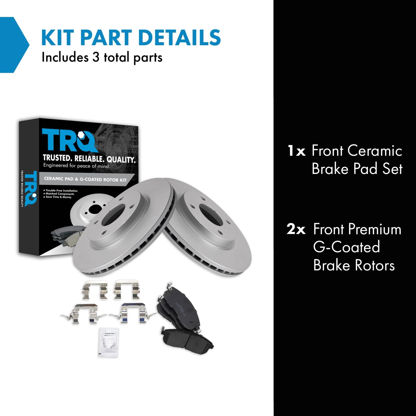 Trq Front Brake Pad & Rotor Kit Brake Pads Brake Rotor Ceramic Premium G-Coated Compatible With 2009-2014 Nissan Cube 2007-2012