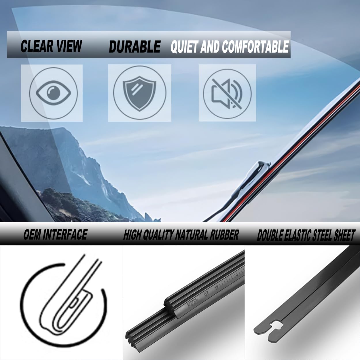 Attke Oem Quality Front Windscreen Wiper Blades For Ford Focus 2000-2011/Toyota Highlander 2001-2007/Rav4 2001-2005 (22''+19'' F