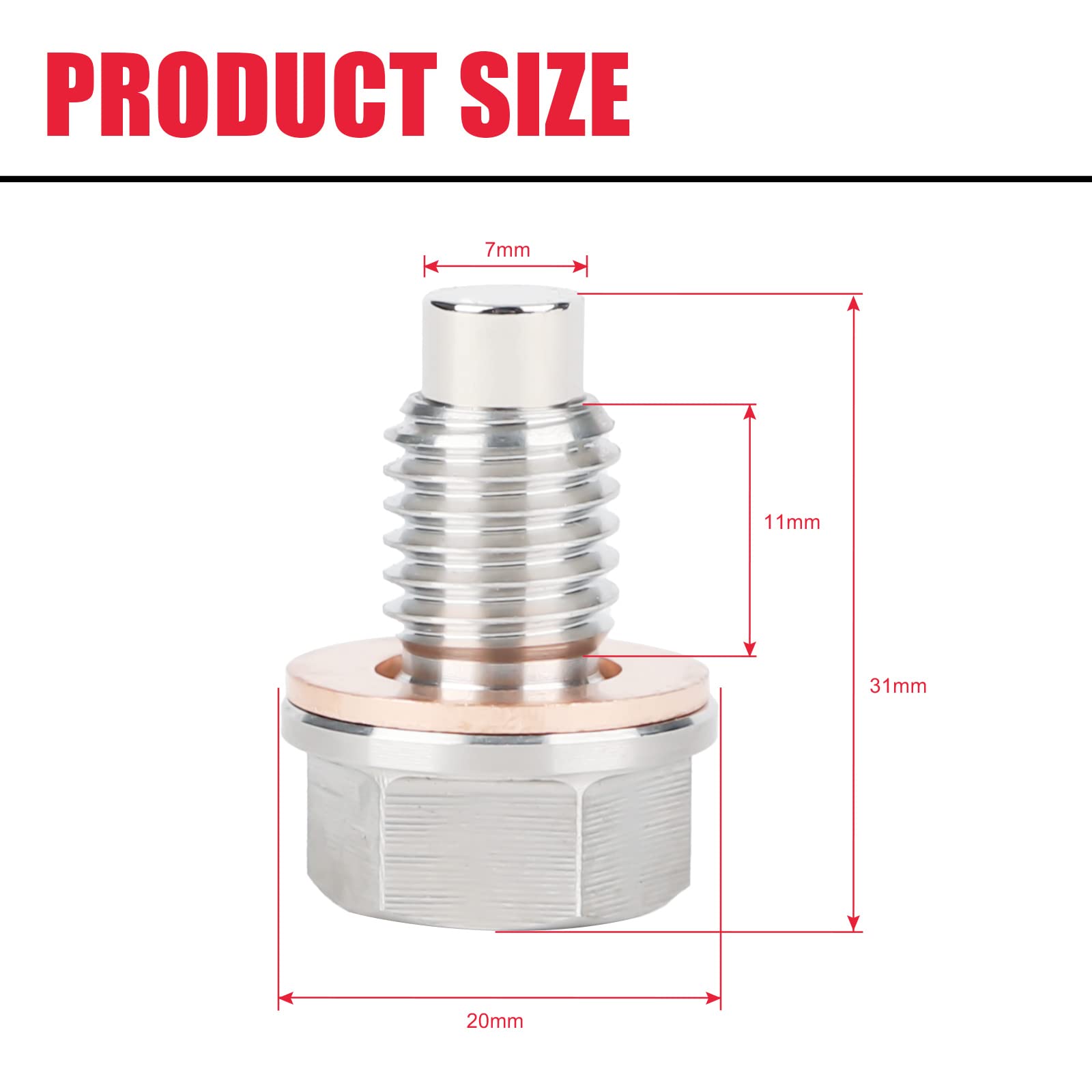 M12 x 1.75 Oil Drain Plug, Stainless Steel Magnetic Oil Drain Plug with Neodymium Magnet Fits for Chevy GMC Jeep Buick Cadillac