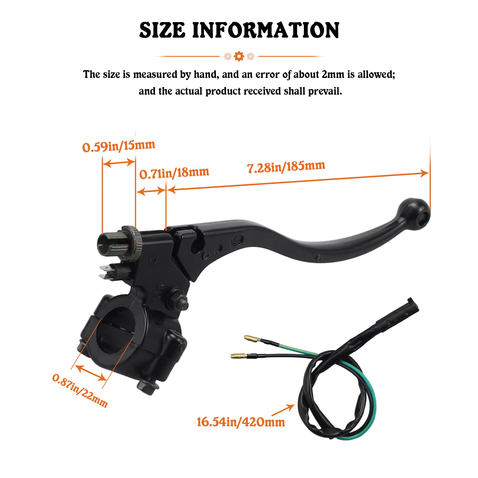 7/8' Left Hand Brake Lever Replacement For Polaris Scrambler 90 90X Predator 90 Sportsman 90 110 Phoenix 200 Outlaw 90 110 Efi Saw Tooth Atv,Black