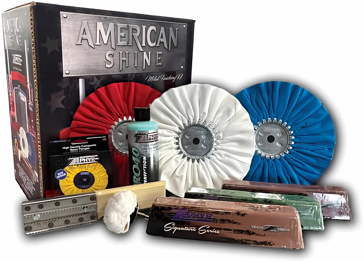 Zephyr Custom Polishing Products American Shine Polishing Kit With Buffing Pads And Polishing Compound, For Big Rigs, Pontoons, 