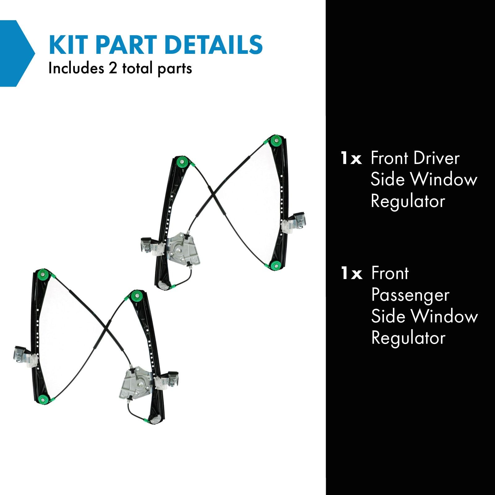 Trq Front Power Window Regulator Set Compatible With 2000-2002 Jaguar S-Type Lincoln Ls