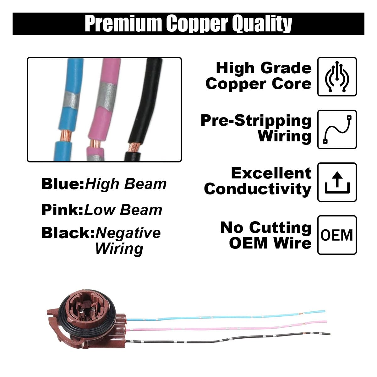 2Pcs 3156 3157 Pre-Wired Harness Sockets, Car Led Bulbs Socket Adapters, Bulb Pigtail Socket Plug Connectors For Turn Signal Bul