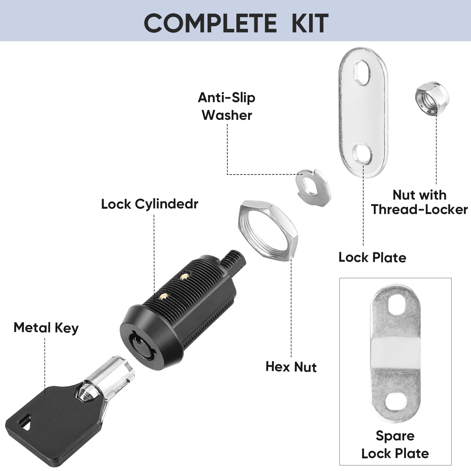 Pteromy 12 Pack Cabinet Lock With Keys, 5/8'' Heavy Duty Tubular Cam Lock For Rv Compartment Storage Locks, Full Set Of Rv Cam L