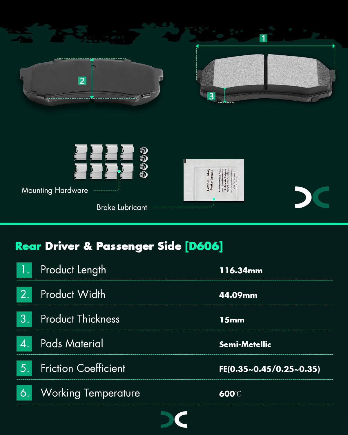 SCITOO D976 D606 Front Rear Brake Pads Sets Fit For Lexus GX460 10-17,For Lexus GX470 03-09,For Toyota For 4runner 2003-2017,For