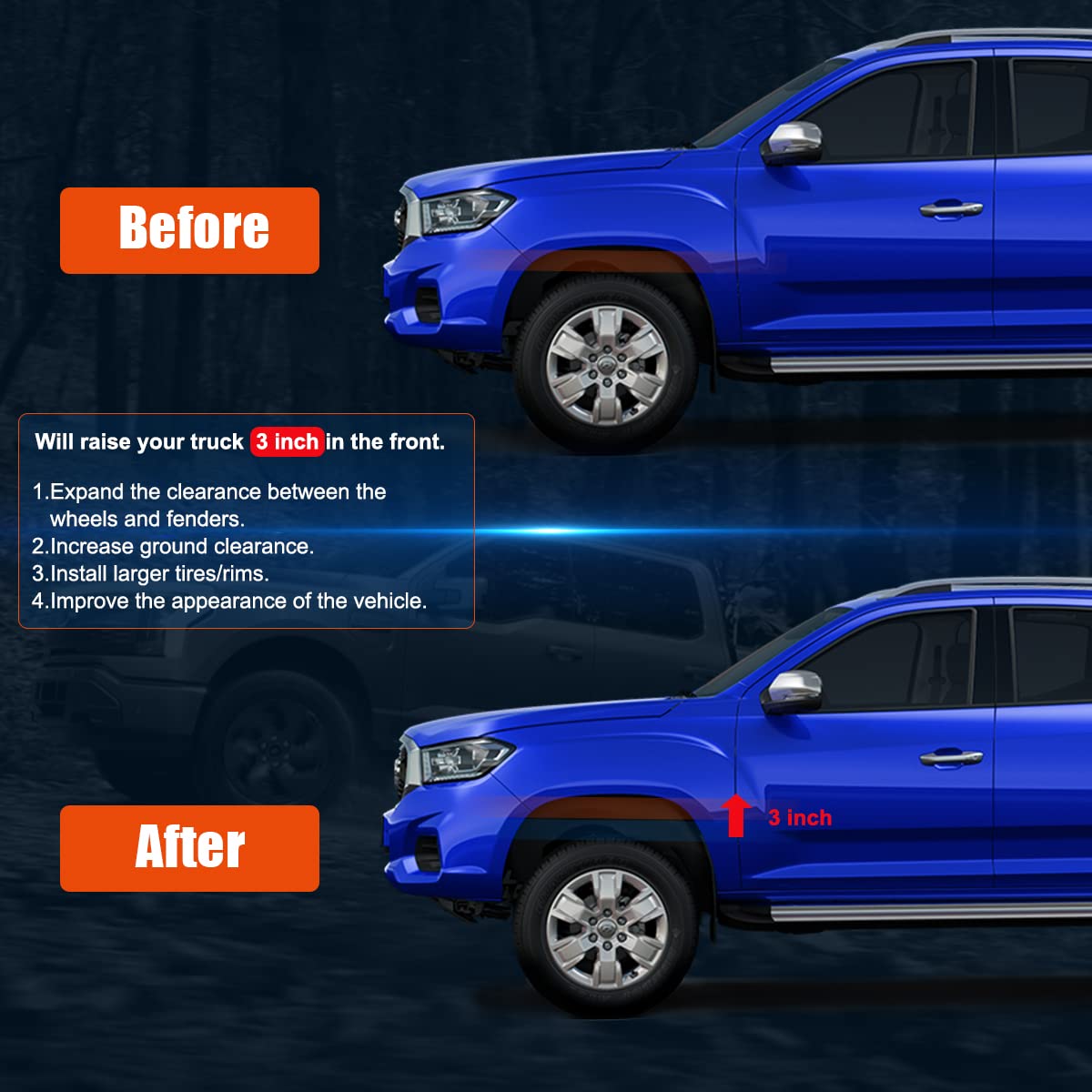 Gasupply 3'' Front Leveling Lift Kits, Compatible With 2006-2024 Dodge Ram 1500 4Wd, 3 Inch Raise Strut Suspension Spacers