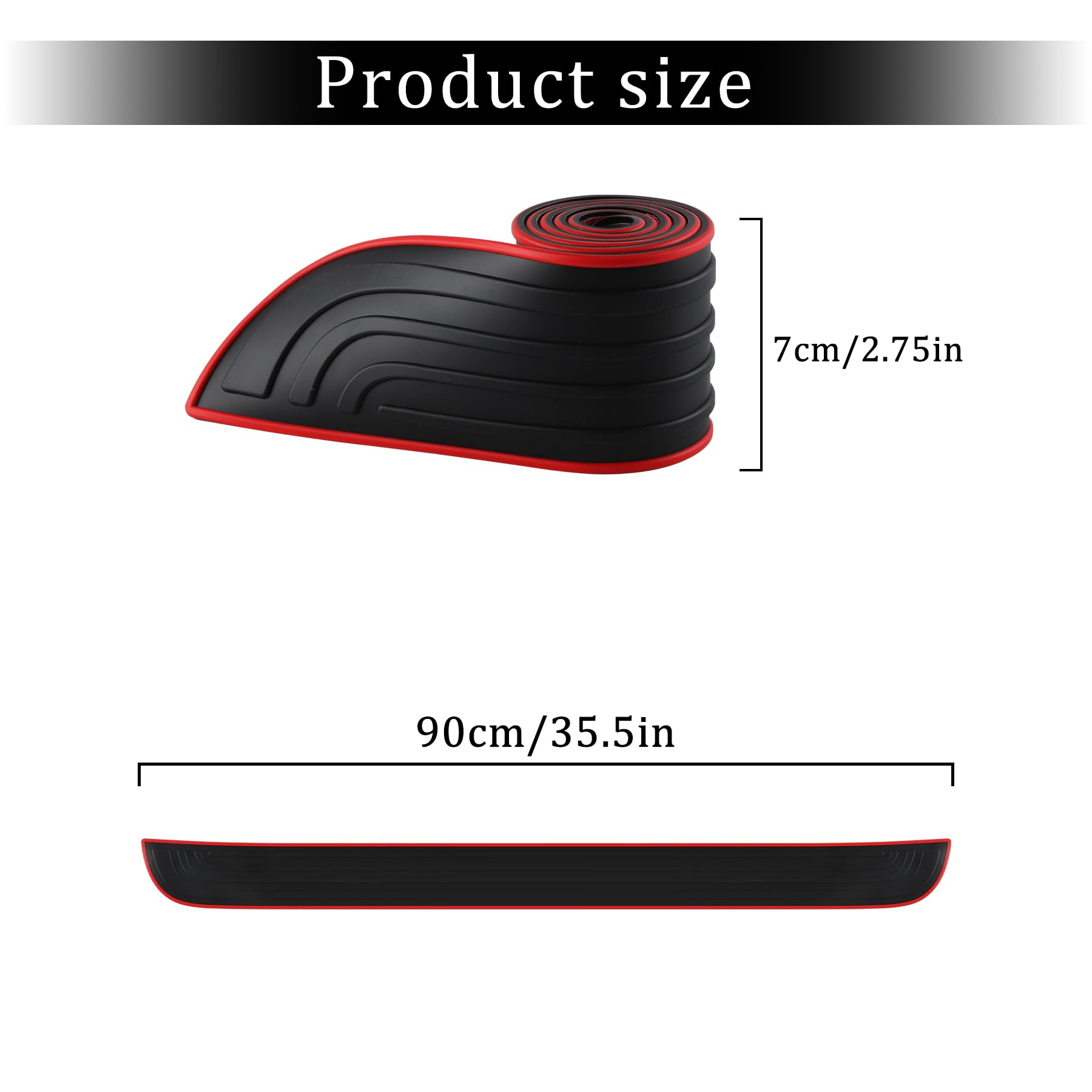 Singaro Car Rear Bumper Protector, 35.1Inch X2.75Inch Car/Suv Universal Rubber Anti-Scratch Trunk Exterior Accessories(Red Border)