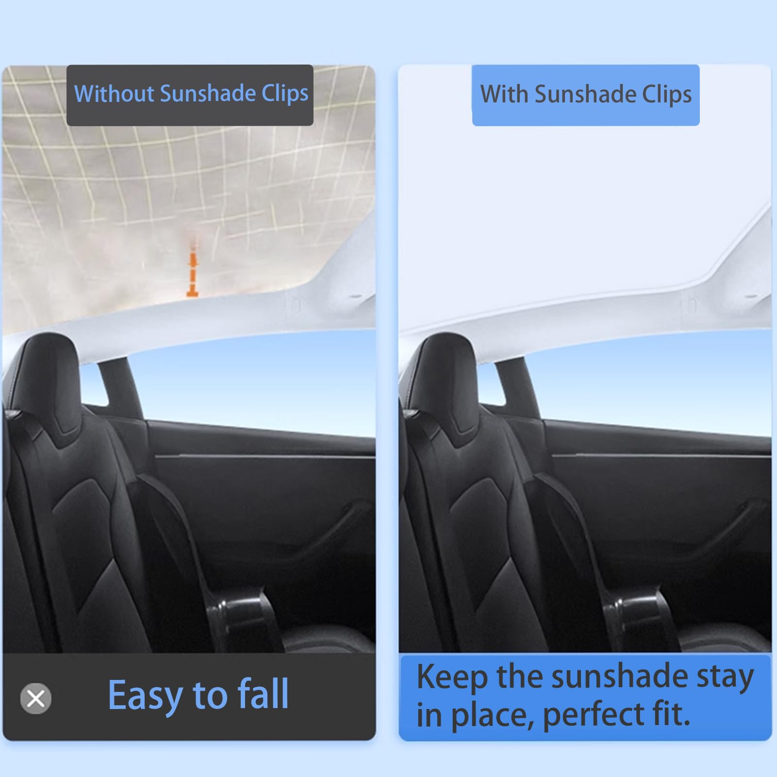 Jaronx Compatible With Tesla Sunshade Clips Model Y Sun Shade Clip Model 3 Sunroof Sunshade Clips Model S Roof Sunshade Insert C